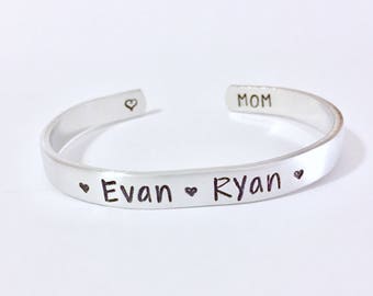 Name Bracelet, Personalized Bracelet, Mom Bracelet, Mother Bracelet, Children Names, Stamped Name Bracelet, Custom Name Bracelet