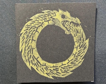 Ouroboros Carved Lino Print