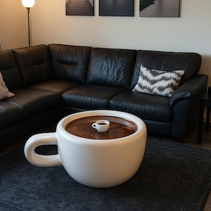 Coffee Cup Table | Unique Coffee Table Shaped Like a Giant Cup | Whimsical Living Room Decor | Handmade Coffee Lover Gift | Café Table