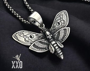 MOKAVIKY Black Moth Pendant Necklace - Punk Skull Butterfly Animal Necklace For Men & Women - View #6