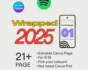 Spotify Wrapped 2025 Canva Template | Trending Instagram Post Design