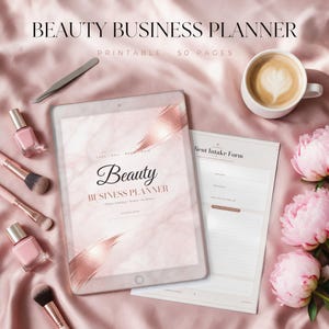 Beauty Business Planner Printable, Lash Tech Planner, Nail Tech, Salon Client Record, Esthetician Intake Form, Income Tracker PDF
