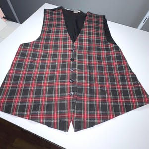 Chaleco de mujer a cuadros tartán de Casual Corner, talla mediana, vintage, años 90, fabricado en EE. UU.
