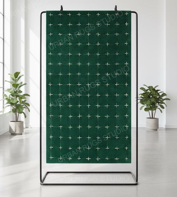 Tapis En Laine De Nouvelle-Zélande Touffeté Main - Vert - Moderne 10x8 Ft - The Modern Rug
