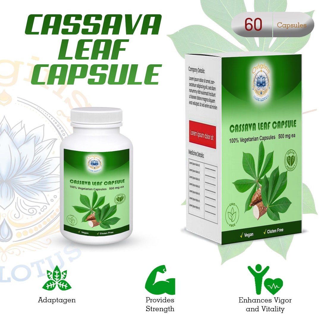 Organic Cassava Leaf Capsules – Manihot Esculenta Vegan Supplement ...