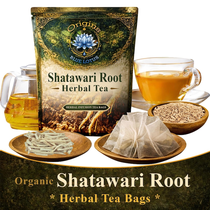 Organic Shatavari Root Tea Bags – Asparagus Racemosus Herbal Tea – Caffeine Free Shatavari Tea – Natural Botanical Herbal Tea