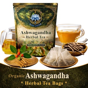 Organic Ashwagandha Herbal Tea Bags – Withania Somnifera Herbal Tea – Caffeine Free Ashwagandha Tea – Natural Botanical Herbal Tea