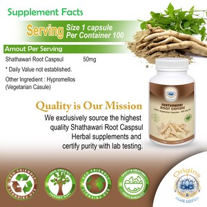 Organic Shatavari Root Capsules – Asparagus Racemosus Herbal Supplement – Vegan Powder image 5