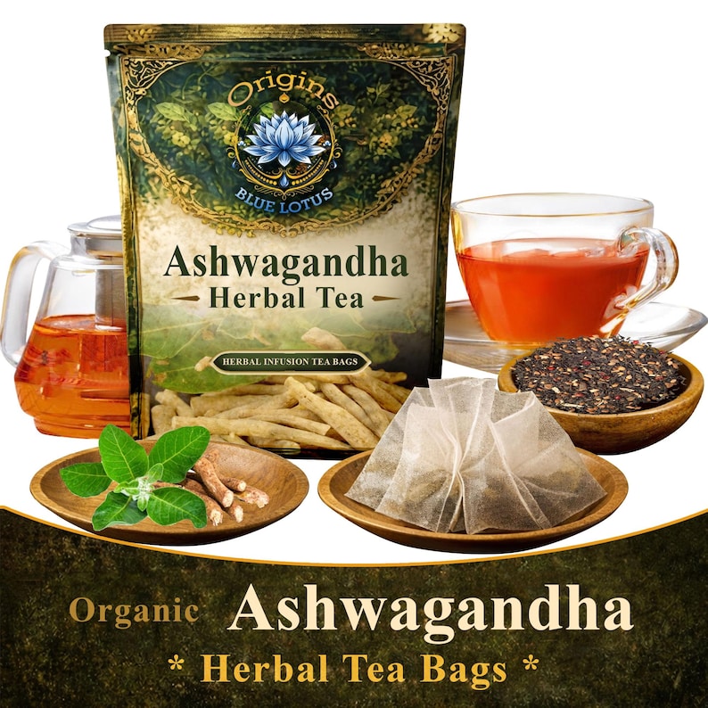 Organic Ashwagandha Herbal Tea Bags – Withania Somnifera Herbal Tea – Caffeine Free Botanical Herbal Tea – Natural Herbal Tea Bags