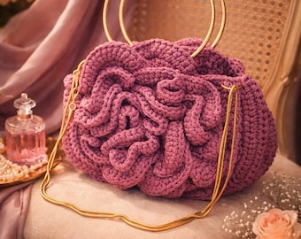 Knitting pattern for the "PEONY" handbag using polyester cord.