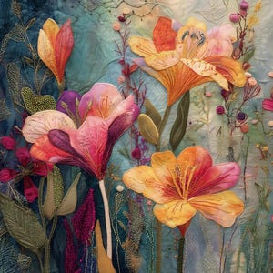 Wunderliche abstrakte Lilien-Tapete - Digital Produkte Stoff- & Wandteppich-Stil Hauptdekoration Botanische Kunst für Druck - Blumen-Plakat-Landschaftswandkunst