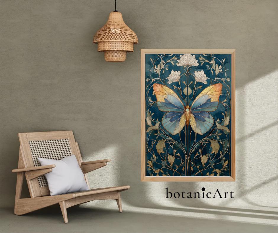 Butterfly in William Morris Style Digital Products - High Quality ...