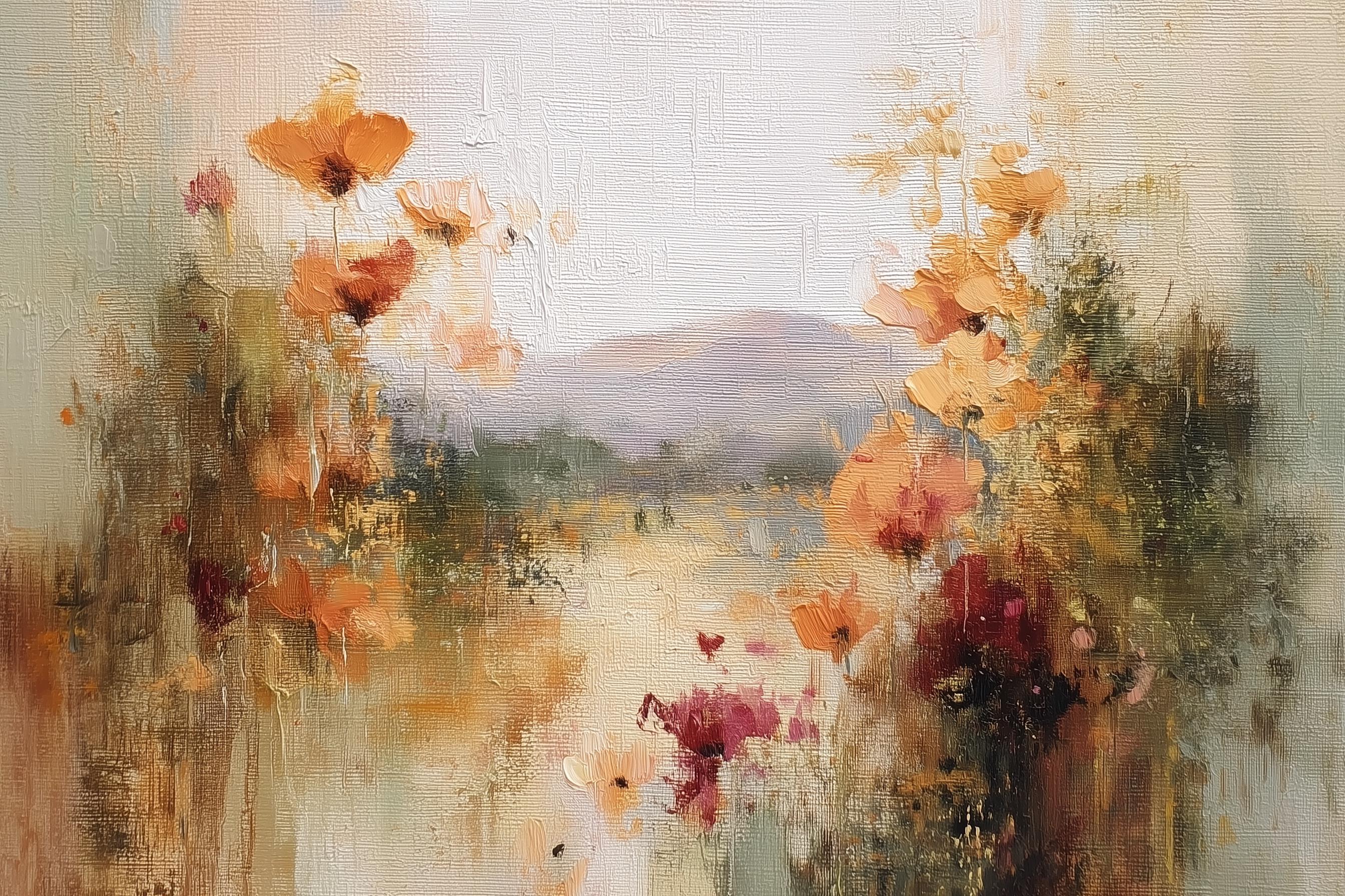Vintage Poppy Wall Art Digital Product - High Quality Flower Art for Print - Oil painting style - Flower wall art 35