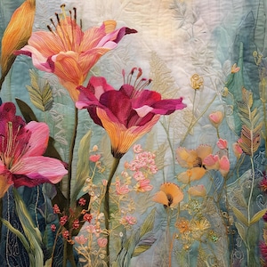 Wunderliche abstrakte Lilien-Tapete - Digital Produkte Stoff- & Wandteppich-Stil Hauptdekoration Botanische Kunst für Druck - Blumen-Plakat-Landschaftswandkunst