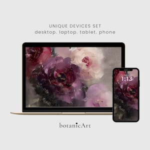 Rose Petals Desktop Wallpaper Set - iPhone Watercolor Backdrop - Phone Wallpaper - iPad Background 205