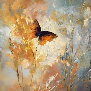 Vintage Schmetterling Tapete Digitale Produkte - Hochwertige Wandkunst zum Drucken - Übergroße Ölgemäldeart - Blumenlandschaftswandkunst