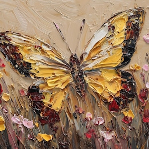 Vintage Schmetterling Tapete Digitale Produkte - Hochwertige Wandkunst zum Drucken - Übergroße Ölgemäldeart - Blumenlandschaftswandkunst
