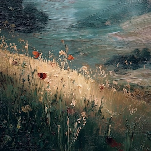 Botanische Tapete - Hochwertige Kunst zum Drucken - Übergroße Ölgemälde Stil - Blumenwandkunst - Landschaftstapete - Wandkunst