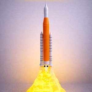 NASA SLS Raketenlampe | 3D Gedruckte Artemis Space Light, Kinder Schlafzimmer Dekor