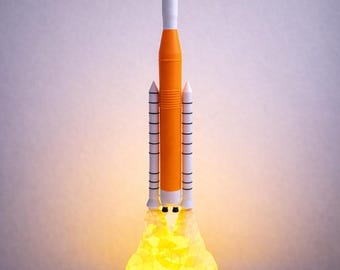NASA SLS Rocket Lamp | 3D Printed Artemis Space Light, Kids Bedroom Decor