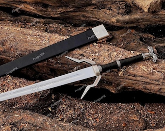 Hand-Forged Stainless Steel Viking Sword: Cosplay Display Collectible