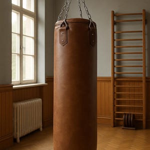 Durable Brown Leather Punching Bag: Heavy Duty Boxing MMA Sandbag