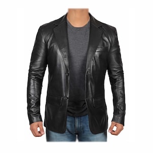 Handmade Black Lambskin Leather Blazer: Slim Fit Car Coat