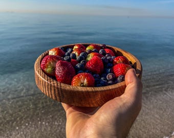 Handgemachte Snackschale aus Eichenholz : Rustikale Küche Servierplatte