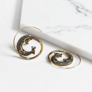 Dragon hoop earrings, Hoop earrings, Dragon hoops, Spiral earrings, Spiral hoops, Dragon jewelry, Gothic earrings, Gothic jewelry