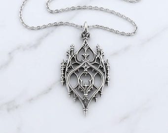 Gotische hanger ketting kroonluchter – uniseks statementketting, kathedraal gotische sieraden, donker alternatief modecadeau