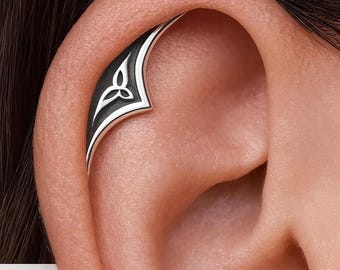 Goth Hidden Helix Örhänge • Brosk Helix Piercing 18G 16G • Mörksilver Gotiska Smycken • Punk Medeltida Örontillbehör för Män och Kvinnor