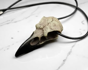 Gothic Raven Skull Necklace - Resin Crow Pendant, Witchy Bird Bone Jewelry, Halloween Goth Gift, Dark Aesthetic, Unique Fashion Accessory