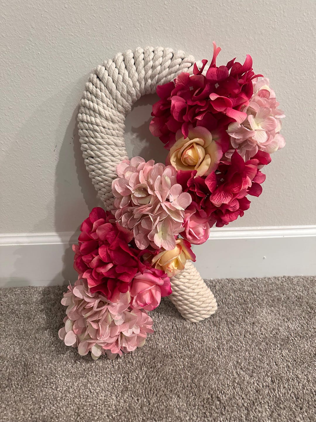 Breast Cancer Rope/ Floral Wreath - Etsy