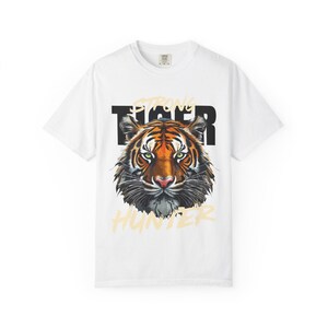 Fierce Tiger Graphic Tee - Unisex Garment-Dyed T-shirt, Casual Wear, Gift for Animal Lovers, Wildlife T-Shirt, Cute Summer Shirt