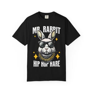 Camiseta con gafas de sol de conejo, divertida prenda de conejo, camiseta estampada, top unisex, regalo para amantes de los animales.