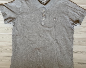 Diesel Polo Shirt Gray Men’s Classic Metal Logo Short Sleeve Size XXL Fits L