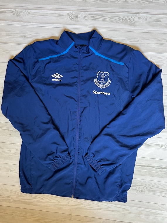 Umbro, Vintage Umbro Everton FC Track Jacket Blue SportPesa | Football Windbreaker | Men’s Size L | Retro Soccer Jacket