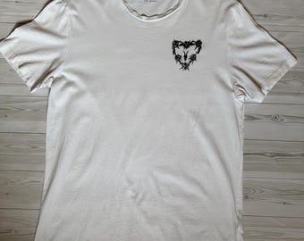 AllSaints White T-Shirt Size L Minimal Graphic Tee Short Sleeve Cotton Streetwear