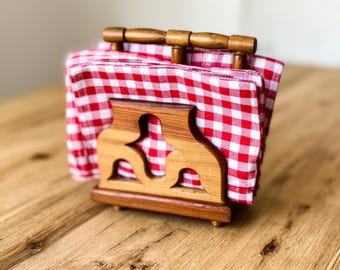 Vintage Wooden Napkin Holder, Ornate Cottagecore Farmhouse Decor