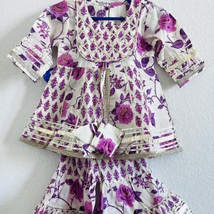 Kids Peplum style kurti sharara suit girls ethnic dress for party wedding Salwar suit for baby girl