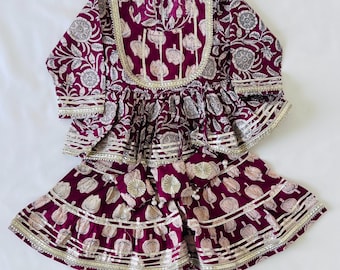 Girl Kurti Sharara Set: Indian Pakistani Ethnic Dress for Wedding, Diwali, Traditional dress