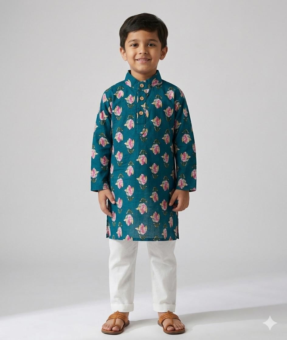 Boys Cotton Kurta Pajama Set, Traditional Indian Ethnic Wear Outfit for Diwali, Wedding
