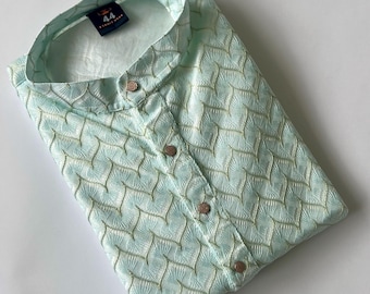 Men's Kurta Silk Jacquard, Indian Ethnic Wear for Eid, Wedding, Diwali, Teenager Kurta Men