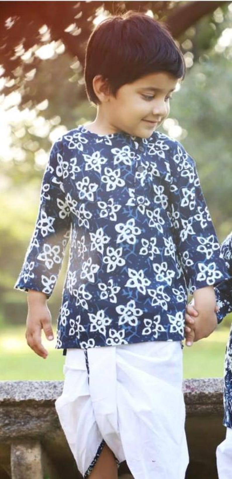 Babyhug Full Sleeves Kurta and Dhoti Set Printed - Indigo