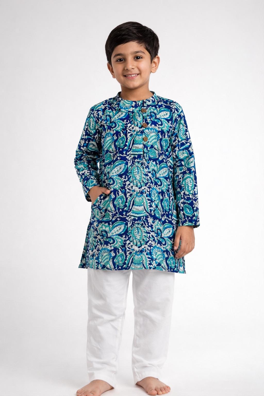Kids Cotton Kurta Pajama Set, Festive Outfit for Diwali, Holi, Eid, Weddings Boys Kurta