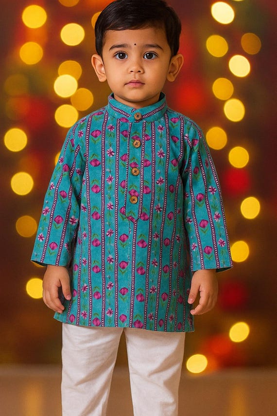 Boys Cotton Kurta Pajama Set, Indian Festive Outfit, Kids Ethnic Wear for wedding & Festivals