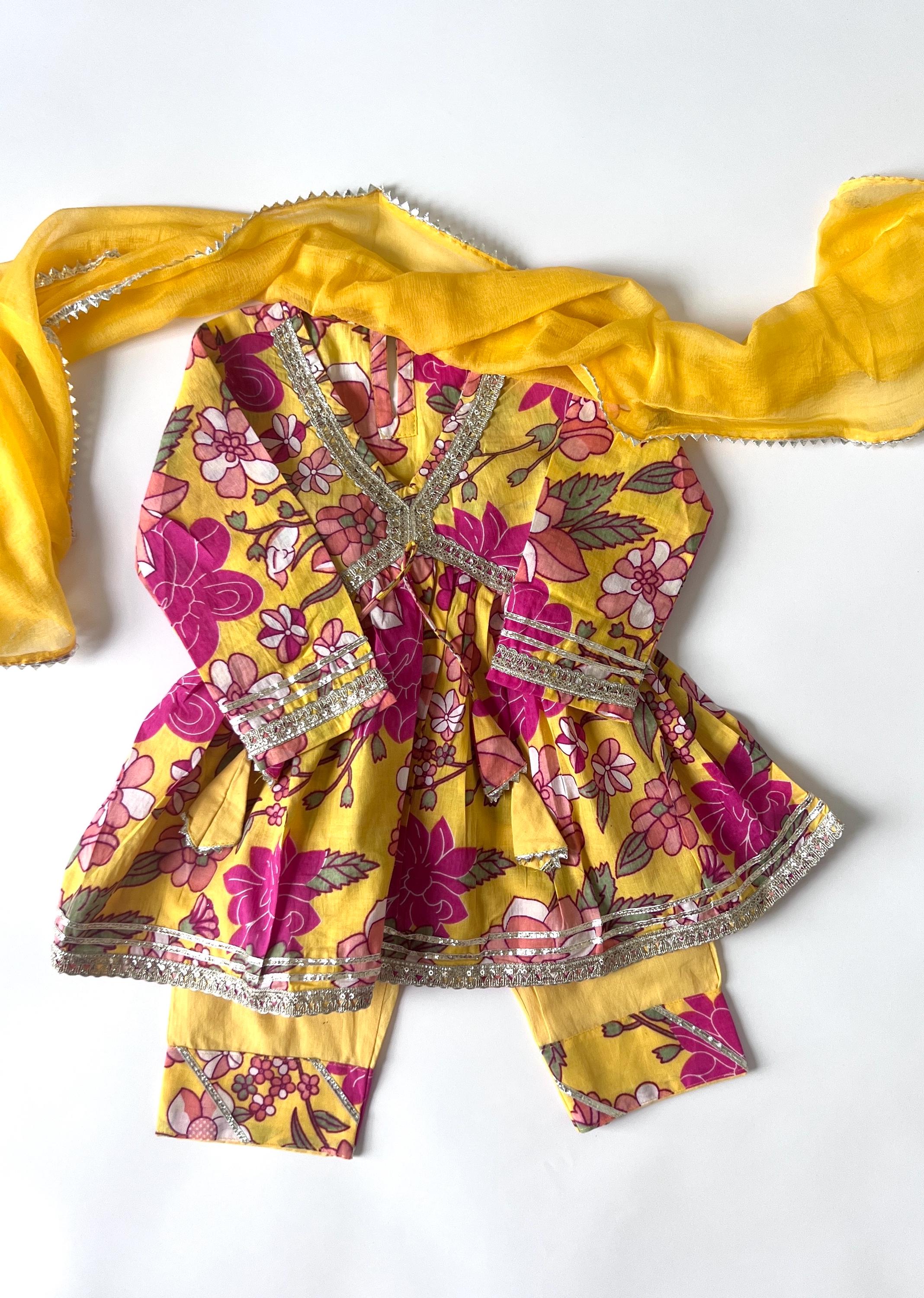 Girls Salwar Kurta Set, Kids Indian Cotton Outfit for Diwali, Wedding, Traditional outfit