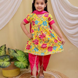 Indo Western Dhoti Kurta Set for Girls Indian Festival Outfit Toddler Ethnic Wear Baby Girl Kurta Dhoti Set  kurta salwar suit set dupatta