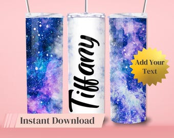 Galaxy Tumbler Wrap Personalize o modelo de nome personalizado Sublimação Design PNG Noites Céu Presente personalizado Download instantâneo Uso comercial