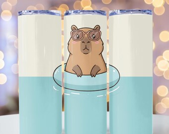 Cute Capybara Summer Vibes 20 oz Skinny Tumbler Sublimação Design Digital Download Animal PNG Instantâneo SOMENTE DIGITAL,